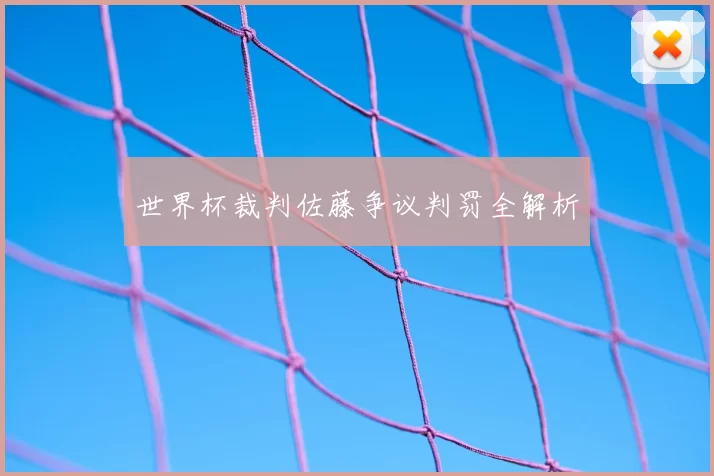 世界杯裁判佐藤争议判罚全解析